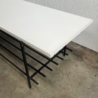 Vintage Salontafel, Wit Houten Blad Op Zwart Stalen Frame. 1970’s thumbnail 4