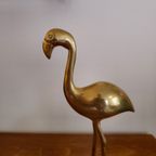 Messing Vintage Flamingo Vogel Vogels Geel Koper thumbnail 2