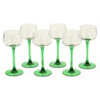 Set Van 6 Vintage Luminarc Vins Moselle Wijnglazen Groen thumbnail 2