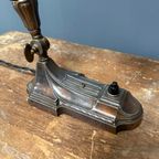 Antieke Art Nouveau Tafellamp Met Matglazen Kapje thumbnail 14