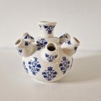 Porselein Tulpenvaas Tulpenvaasje Blauw Wit Vintage Vaasje thumbnail 5