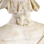 Zwaar Antiek Sculptuur Buste Jonge Boerin Albast Groen Marmer Ca1900 thumbnail 6