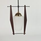 Mid Century - Atrr. Still Novo - Italië - Hanglamp - Opaline - Messing - Teak - 60'S thumbnail 2