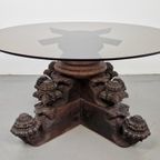 Anglo Indiase Massief Hardhout Handmade Salontafel 1840 Glas thumbnail 12