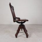 Eiken Bureaustoel, Atelierstoel, In Hoogte Verstelbaar, Jaren 30 thumbnail 13