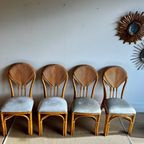 4 Rotan Bamboe Stoelen Vintage Italiaans Design thumbnail 6