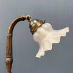 Antieke Art Nouveau Tafellamp Met Matglazen Kapje thumbnail 8