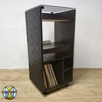 Vintage Vinylkast / Platenspeler Meubel (jaren 80) Hout,glas (80s) Lp Opberg Kast /vinyl Cabinet thumbnail 2