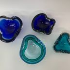 Mid Century Design Set Of 4 Blue Murano Glass Bowls, 1970’S thumbnail 2