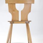 Set Van 6 Brutalist Licht Houten Stoelen Jaren 60 thumbnail 5