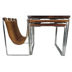 Dutch Design - Brabantia Holland - Mime Set - Lectuurbak - Vintage Bijzettafel Met Cognac Tuigler thumbnail 8