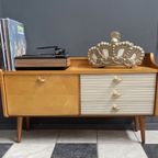 Lowboard, White Skai Fronts On The Drawers 1960S thumbnail 2