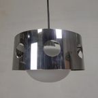 Vintage Hanglamp Met Chromen Cilinder En Glazen Bol thumbnail 12