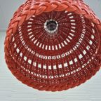 Poolse Vintage Oranje Rieten Lamp. Hanglamp Rotan. thumbnail 9