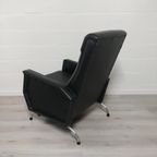 Vintage Lounge Chair Fauteuil Zwarte Skai thumbnail 8