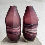 Amethyst And White Swirl Glass Vase Set thumbnail 2