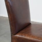 Statige, Cognac Kleurige Set Van 2 Rundleren Art Deco Design Eetkamerstoelen thumbnail 12