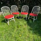 4 Akerblom Sweden Stoelen. Geweldige Vintage Spijlen Stoelen. Scando! thumbnail 8