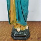Antiek Vintage Beeld Heiligenbeeld Van Maria In Gips 2107 thumbnail 2