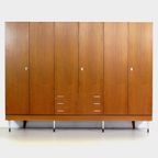Grote Vintage Mid Century 6-deurs Kledingkast In Teak, 1960s thumbnail 7