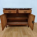 Vintage Frans Dressoir Commode, Ladekast Bakamermeubel Met Marmer Blad thumbnail 4