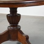 Charmante Oude Houten Ronde 4 Persoons Eettafel Met Mooi Gedetailleerde Poot thumbnail 6