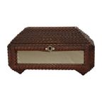 Antieke Tramp Art Doos Met Spiegels Folk Art Verzamelobject thumbnail 4