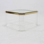 French Acrylic And Gold Plated Glass Coffee Table 1970S thumbnail 5