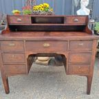 Antiek Eikenhouten Bureau, Schrijftafel, Wandconsole thumbnail 3