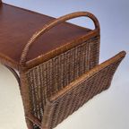 Vintage Rotan Salontafel / Bijzettafel, Met Lectuurbak 1960 - 1970 thumbnail 16