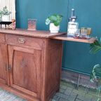 Antieke Massief Eiken Kastje Houten Commode Buffetkast thumbnail 9