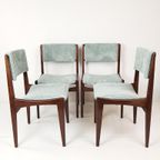 4 Vintage Stoelen Licht Blauwe Rib Nieuwe Stof | Gestoffeerd thumbnail 3