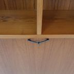 Vintage Deense Boekenkast Met Klep Teak Fineer thumbnail 2