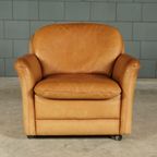 Vintage Leren Fauteuil Met Hocker – Hans Kaufeld – Jaren 70 thumbnail 5