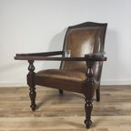 Antieke Kasteel Fauteuil/Chipperchair Inclusief Kruk thumbnail 4