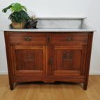 Vintage Frans Dressoir Commode, Ladekast Badkamermeubel Met Marmer Blad 902 thumbnail 2