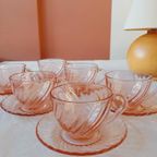 Vintage Rosaline Kop En Schotel France Roze Persglas thumbnail 6