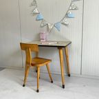 Vintage Kleuterschoolsetje Tafel & Schoolstoeltje Schuine Pootjes thumbnail 2