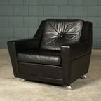 Vintage Lederen Fauteuil – Zwart – Jaren 70 thumbnail 7