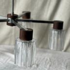 Tijdloze Mid Century Modern Vintage Hanglamp Met 5 Kristalachtige Kapjes, Reliving thumbnail 3