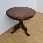 Antieke Ronde Salontafel, Koffietafel Wijntafel Mahonie Hout thumbnail 5