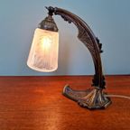 Art Deco Bureaulamp In Brons En Gesatineerd Glas, 1920-30 thumbnail 15