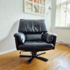 Leolux Cece Fauteuil Op Steren Voet. Zwart Leer thumbnail 10