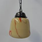 Art Deco Hanglamp Met Gemarmerde Glazen Kap thumbnail 5