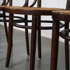 Super Leuke Set Van 4 Originele Antieke Thonet Bistro Stoelen Met Gematte Zittingen thumbnail 5