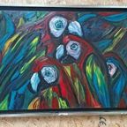 3 Originele Schilderijen Van Tropische Vogels, M.E Baak, P/S thumbnail 4