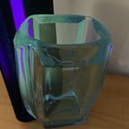 Uranium Glass Vase Blue 1970s thumbnail 10