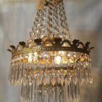 Zakkroonluchter Hanglamp Frans Kristal Vintage Goud thumbnail 11