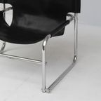 Set Of T1 Black Leather Sling Chairs By Rodney, 1976. thumbnail 3