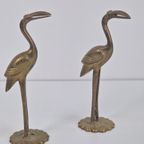 Set 2 Vintage Messing Flamingo Kraanvogel '70 Regency Goud thumbnail 4